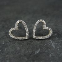 Sterling Silver Cz Heart Earrings
