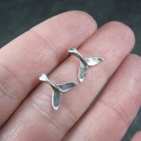 Vintage Sterling Silver Whale Tail Stud Earrings