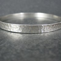 Mexican Sterling Hammered Bangle Bracelet 8" Vintage Silver