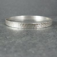 Mexican Sterling Hammered Bangle Bracelet 8" Vintage Silver