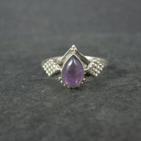 Dainty Sterling Amethyst Ring Size 10 Vintage Silver