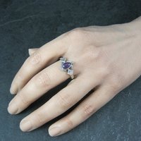 Dainty Sterling Amethyst Ring Size 10 Vintage Silver