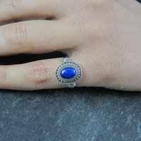 Sterling Silver Lapis Lazuli Ring Size 5 Vintage
