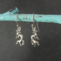 Dainty Sterling Kokopelli Earrings - Vintage Southwestern Silver Dangles