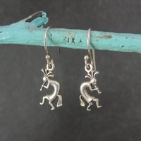 Dainty Sterling Kokopelli Earrings - Vintage Southwestern Silver Dangles