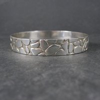 Mexican Sterling Pebble Bangle Bracelet 8" Vintage 925 Silver