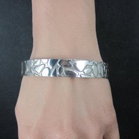Mexican Sterling Pebble Bangle Bracelet 8" Vintage 925 Silver