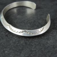 Southwestern Sterling Carinated Cuff Bracelet Tahe 6.75 Inches