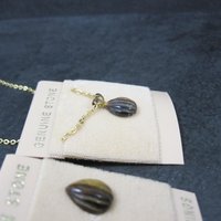 Vintage Tigers Eye Stud Earrings & Necklace Jewelry Set NOS