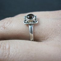 Dainty Sterling Silver Citrine Ring Size 9 Estate Jewelry