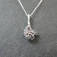 Dainty Black Hills Sterling Rose Pendant Necklace Vintage Silver Ridco
