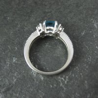 Estate Sterling Blue Cubic Zirconia Ring Size 6