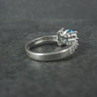 Estate Sterling Blue Cubic Zirconia Ring Size 6