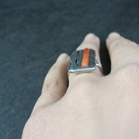 Vintage Zuni Coral Inlay Ring Size 5