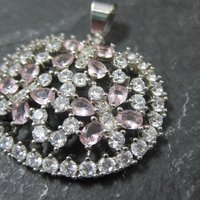 Estate Sterling Silver Pink Cubic Zirconia Butterfly Pendant