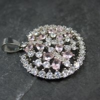 Estate Sterling Silver Pink Cubic Zirconia Butterfly Pendant