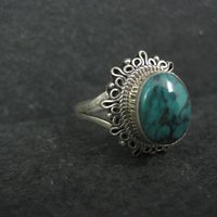 Estate Sterling Turquoise Ring Adjustable