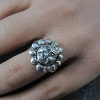 Vintage Sterling Sun Poison Ring Size 7