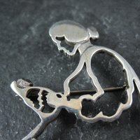 Navajo Mother and Child Brooch Sterling Silver