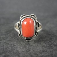 Southwestern Coral Ring Sterling Silver Size 8