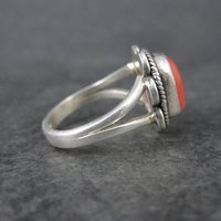 Southwestern Coral Ring Sterling Silver Size 8