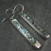 Long Vintage Abalone Earrings Sterling Silver