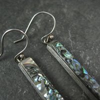 Long Vintage Abalone Earrings Sterling Silver