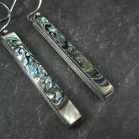 Long Vintage Abalone Earrings Sterling Silver