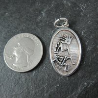 Vintage Sterling Silver Kokopelli Pendant Southwestern Overlay