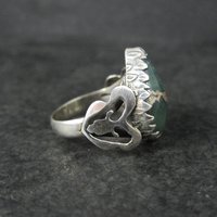 Vintage Sterling Green Ocean Jasper Ring Size 9