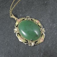 Art Deco 12K Gold Filled Jade Pendant Necklace Lester S Peterson Company