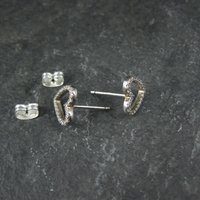 Sterling Silver Cz Heart Earrings