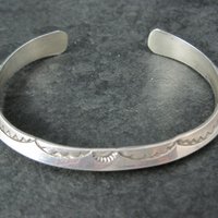 Southwestern Sterling Carinated Cuff Bracelet Tahe 6.75 Inches