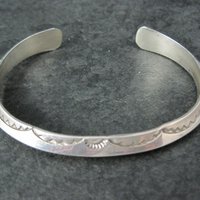 Southwestern Sterling Carinated Cuff Bracelet Tahe 6.75 Inches