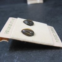 Vintage Tigers Eye Stud Earrings & Necklace Jewelry Set NOS