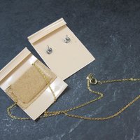 Vintage Tigers Eye Stud Earrings & Necklace Jewelry Set NOS