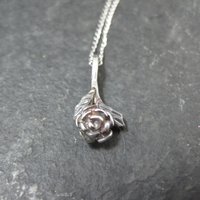 Dainty Black Hills Sterling Rose Pendant Necklace Vintage Silver Ridco