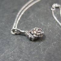 Dainty Black Hills Sterling Rose Pendant Necklace Vintage Silver Ridco
