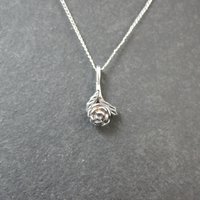 Dainty Black Hills Sterling Rose Pendant Necklace Vintage Silver Ridco