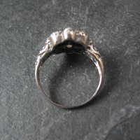 Opal and Seed Pearl Ring Size 5.5 Art Deco Style Sterling Silver