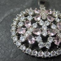 Estate Sterling Silver Pink Cubic Zirconia Butterfly Pendant