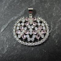 Estate Sterling Silver Pink Cubic Zirconia Butterfly Pendant