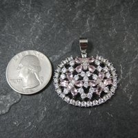 Estate Sterling Silver Pink Cubic Zirconia Butterfly Pendant