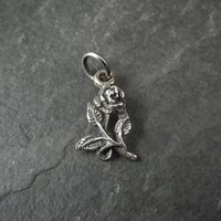 Vintage Rose Pendant Diamond Cut Sterling Silver