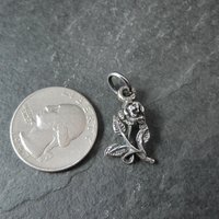 Vintage Rose Pendant Diamond Cut Sterling Silver