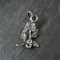 Vintage Rose Pendant Diamond Cut Sterling Silver