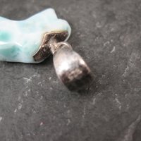 Carved Larimar Rabbit Pendant Sterling Silver