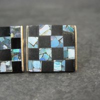 Vintage Opal and Onyx Inlaid Cufflinks
