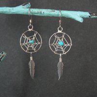 Vintage Dreamcatcher Earrings Sterling Silver