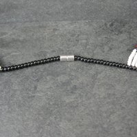 Vintage Black Red White Beaded Collar Necklace